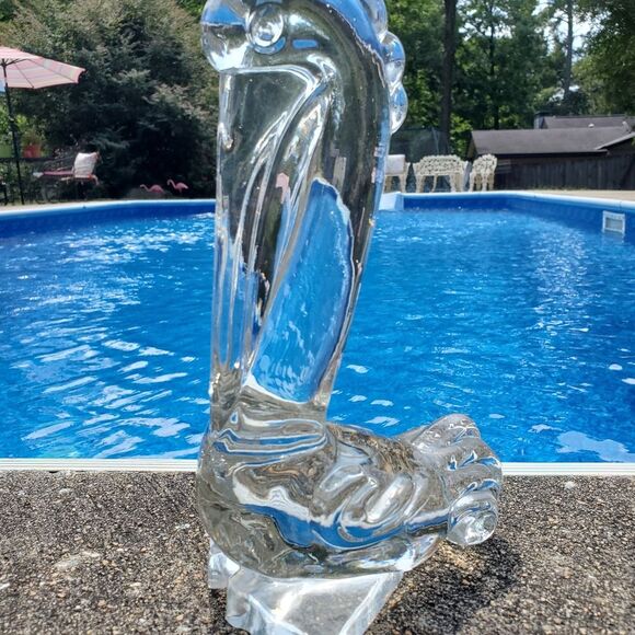 RARE 1940's Vintage Paden City Glass Barth Art Pelican 10" Crystal Glass Art - Picture 8 of 13